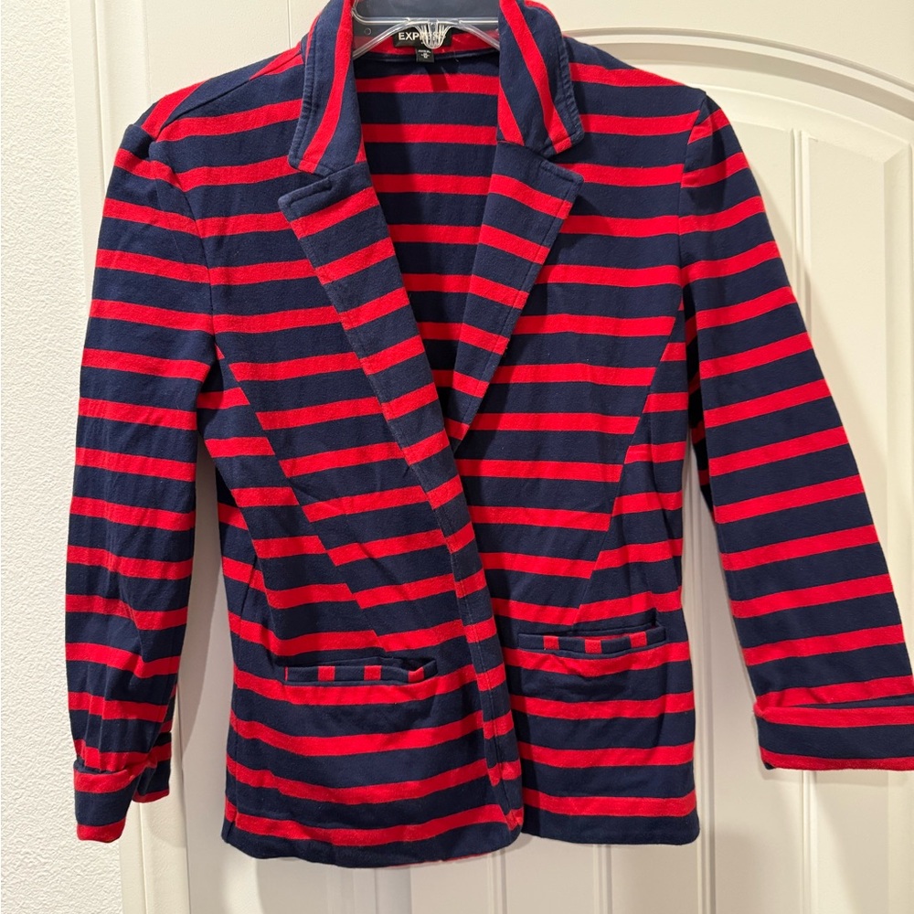 Express Red and Blue Striped Blazer